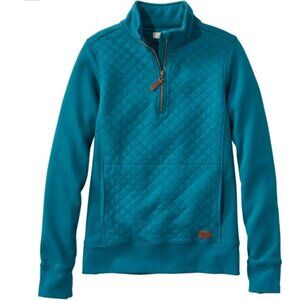LL Bean Quilted Quarter Zip Pullover XSP Deep Turquoise